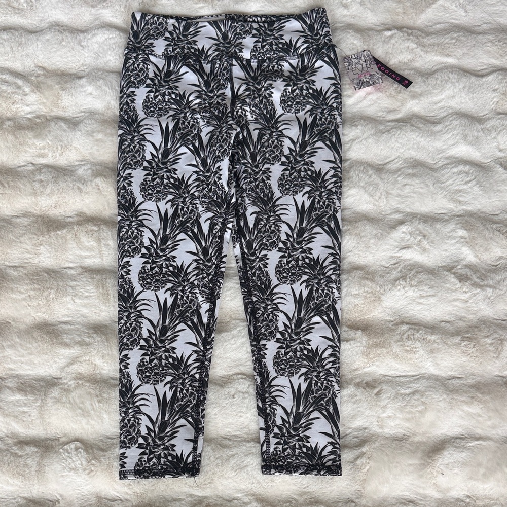 Monochrome Tropical Print Women's Leggings